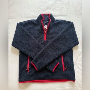 Brooks Brothers Navy Zip-Up Sweater with Red Accents